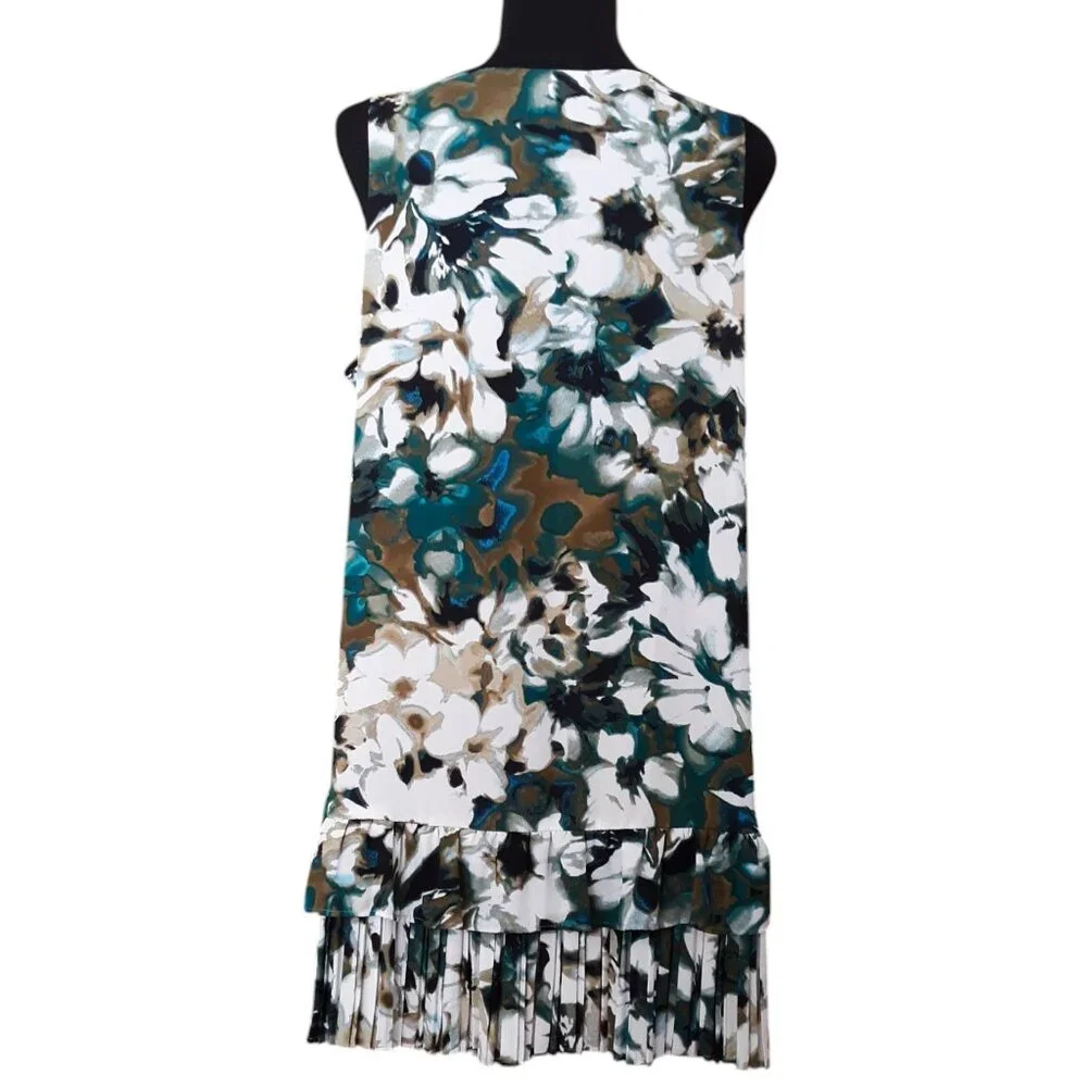 LOGO Lori Goldstein Sleeveless Tunic Blouse Double Layered Peplum Floral - Picture 3 of 9